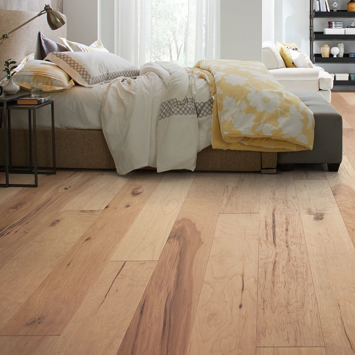 Bedroom with light hardwood flooring from 180 Degree Floors in the Nashville, TN area